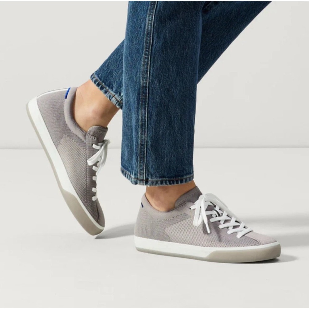 Rothy's The Lace Up Storm Grey Knit Sneakers Women Sz 7 Sustainable Casual Shoes